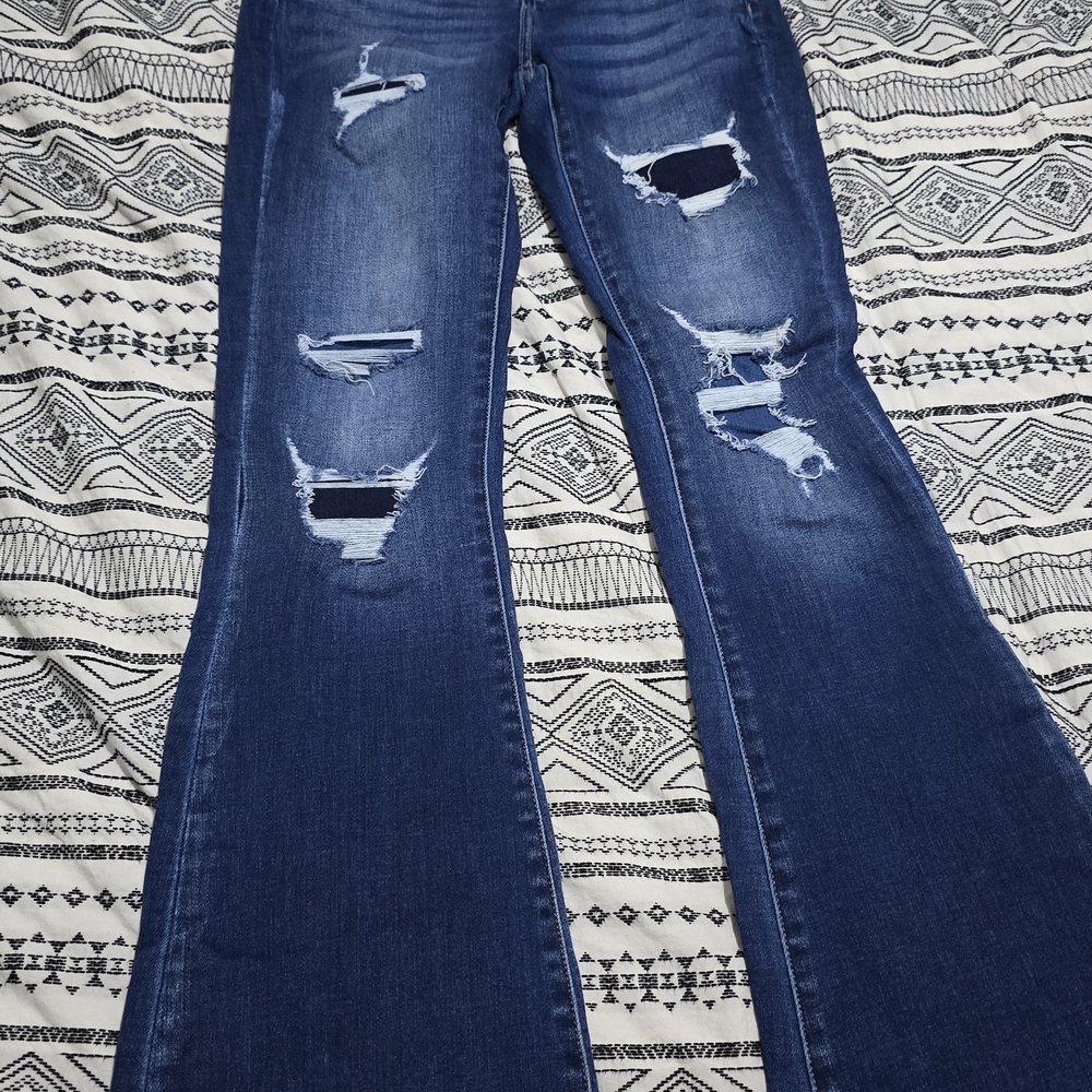 KanCan High Rise Ripped Blue Jeans